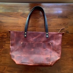 Portland Leather Goods Large Zip Tote in LAVA!
